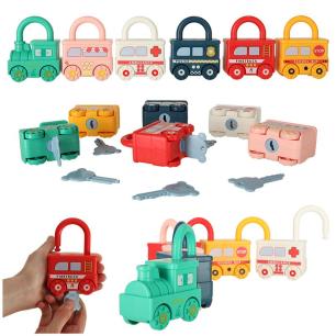 Gra edukacyjna łamigłówka samochodziki klocki kłódki zabawka sensoryczna Montessori  Edukacyjne zabawki KX4615-IKA 1