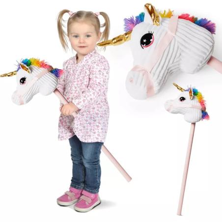 Głowa konia jednorożec hobby horse na kiju pluszowy 78 cm  Pozostałe zabawki dla dzieci KX3493-IKA 1