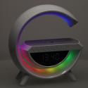 Lampka LED RGB ładowarka indukcyjna radio budzik zegar