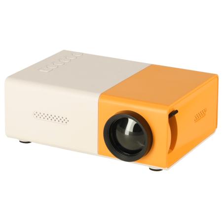 Mini projektor rzutnik przenośny LED TFT LCD 1920x1080 24-60" USB HDMI 12V biało-pomarańczowy